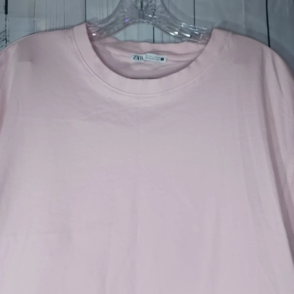Zara soft pale Pink Boxy Relaxed T-shirt with Short Sleeves - Picture 3 of 12